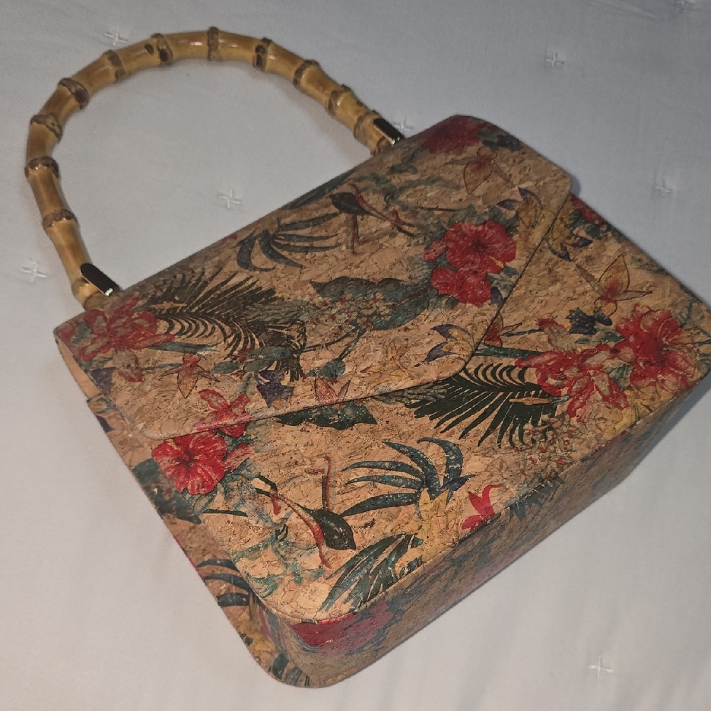 Haute Hippie Floral Bamboo Handle Shoulder Bag